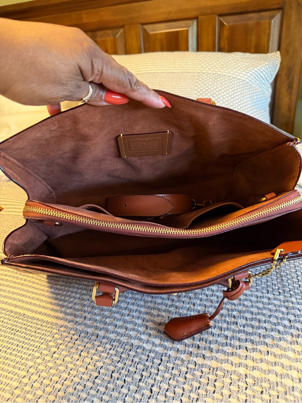 Coach Monogram Canvas Carryall Tote with Rust Leather Trim - Picture 5 of 6